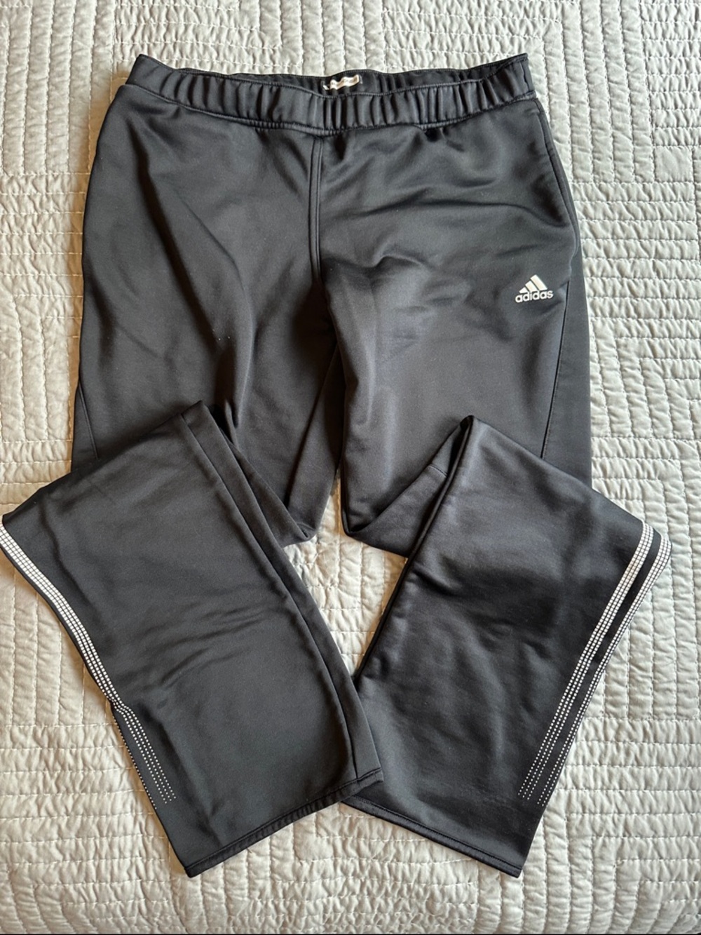 Adidas Women’s Black Track Pants with Reflective Dot Trim M